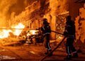 Реактивный БПЛА атаковал Харьков: на месте попадания вспыхнул пожар